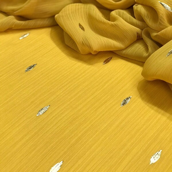 Chiffon Dubai Amarelo Detalhes Dourado